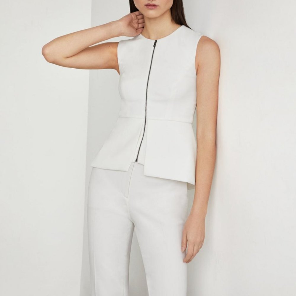 NWOT BCBG Abrielle Zip-Front Peplum Top